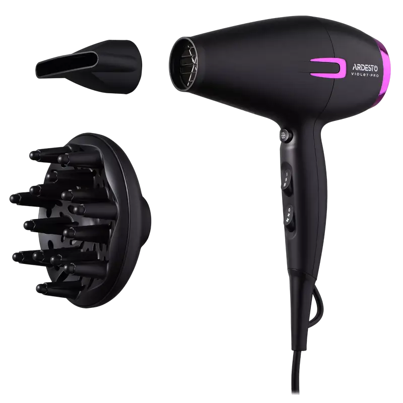 Фен Ardesto HD-Y221PRO, 2100Вт, Чёрный | Фиолетовый