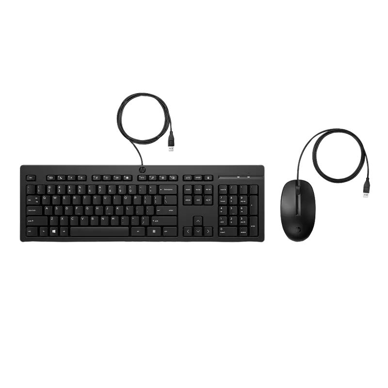 Клавиатура и мышь HP 225, Проводное, Чёрный