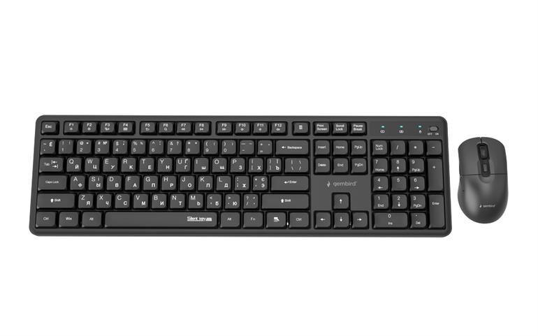 Беспроводная клавиатура и мышь Gembird KBS-WMS-01-CYRL, Black