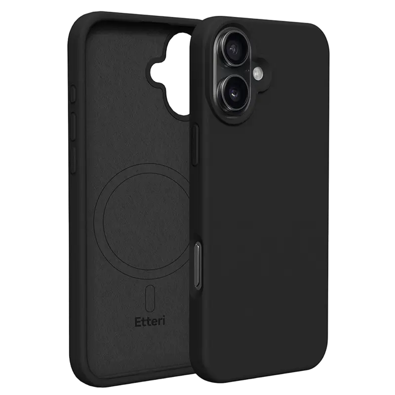 Чехол Etteri Silicone Mag case для iPhone 16 Plus, Чёрный