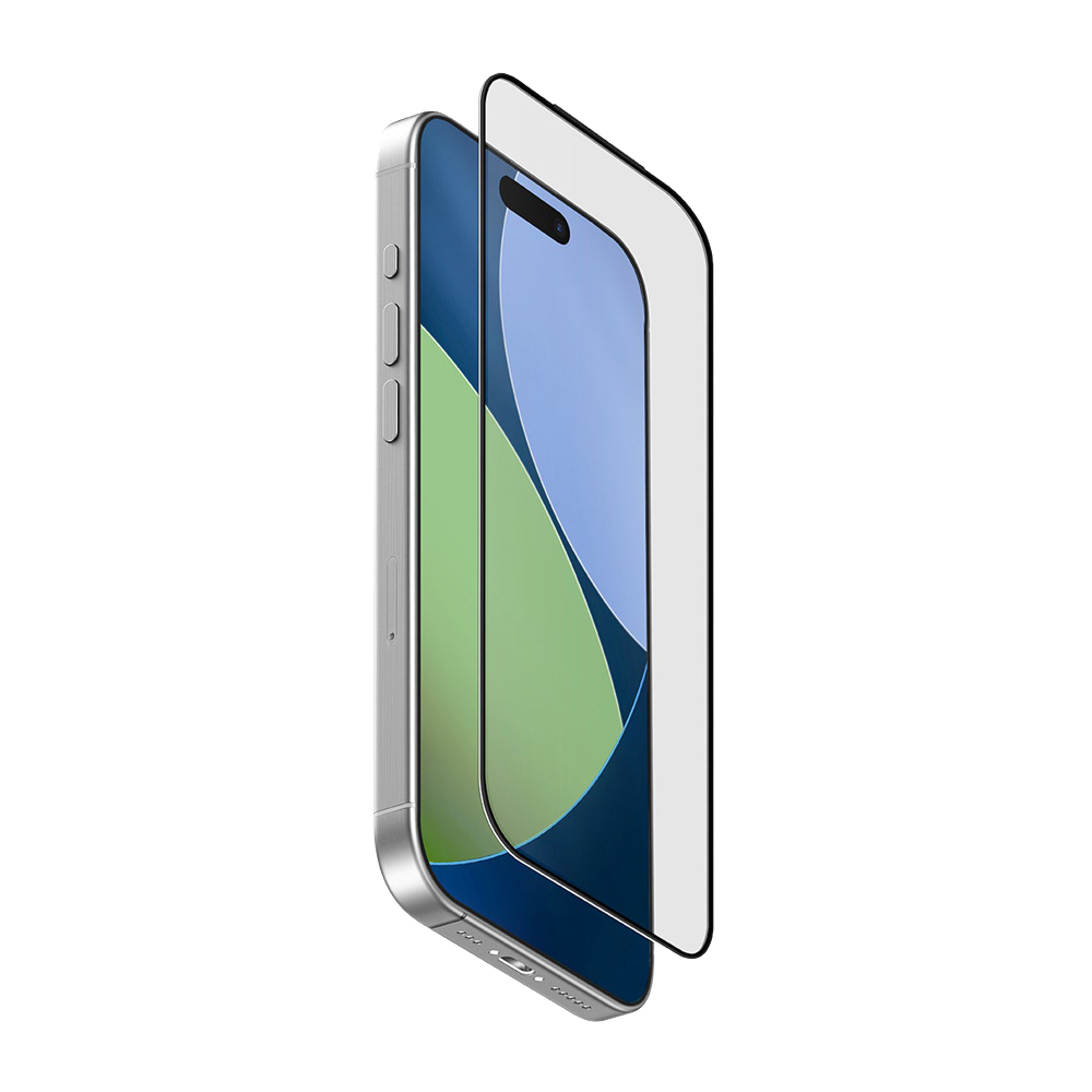 Uniq Glass Screen Protector for iPhone 17 Pro Max (2025) 6.9 Vivid Exofit Optix Covex Applicator, Black OKAPI