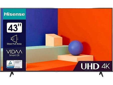 43" LED SMART Телевизор Hisense 43A6K, 3840x2160 4K UHD, VIDAA U6.0, Чёрный
