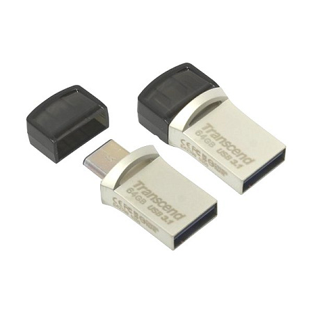 USB Flash накопитель Transcend JetFlash 890, 64Гб, Серебристый