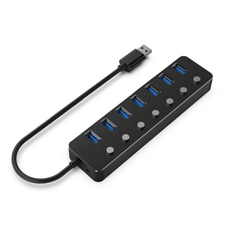 USB-концентратор Gembird UHB-U3P7P-01, Чёрный