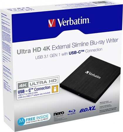 Пишущий привод Blu-Ray Verbatim ULTRA HD 4K 