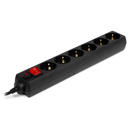 Surge Protector   6 Sockets,  1.8m,  Sven Optima, BLACK, Retail color box, flame-retardant