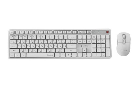 Беспроводная клавиатура и мышь Gembird KBS-WMS-01-W-CYRL, White