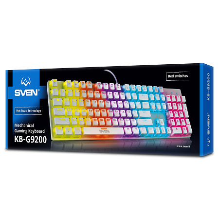 Механическая игровая клавиатура SVEN KB-G9200 RGB / USB / 1.8m / White