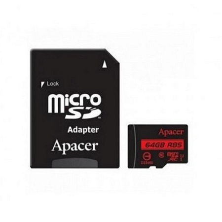 Карта памяти Apacer microSDHC UHS-I U1 Class 10, 64Гб (AP64GMCSX10U5-R)