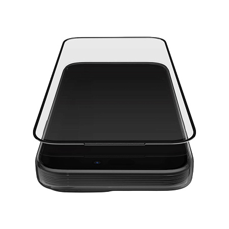 Uniq Glass Screen Protector for iPhone 17 Pro (2025) 6.3 Vivid Exofit Optix Covex Applicator, Black OKAPI