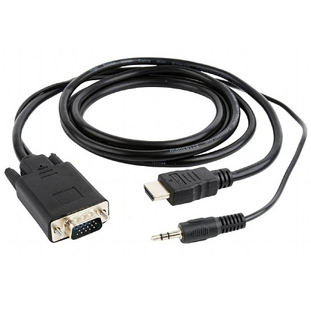 Видео кабель Cablexpert A-HDMI-VGA-03-10, HDMI (M) - VGA D-Sub + 3.5 mm Jack, 3м, Чёрный