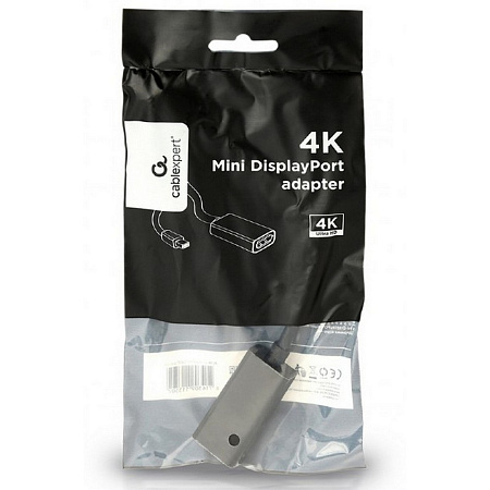 Видеоадаптер Cablexpert A-mDPM-DPF4K-01, MiniDP (M) - DisplayPort (F), 0,15м, Чёрный