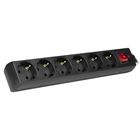 Surge Protector   6 Sockets,  1.8m,  Sven Optima, BLACK, Retail color box, flame-retardant