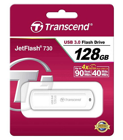 USB Flash накопитель Transcend JetFlash 730, 128Гб, Белый