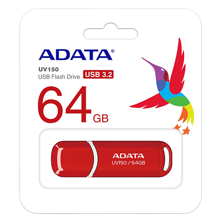 USB Flash накопитель ADATA UV150, 64Гб, Красный
