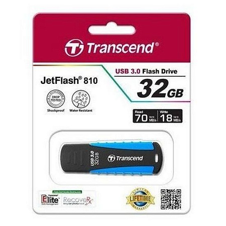 USB Flash накопитель Transcend JetFlash 810, 32Гб, Чёрный/Синий