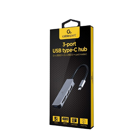 USB-концентратор Gembird UHB-CM-CRU3P1U2P2-01, Серебристый