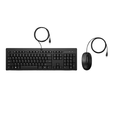 Клавиатура и мышь HP 225, Проводное, Чёрный