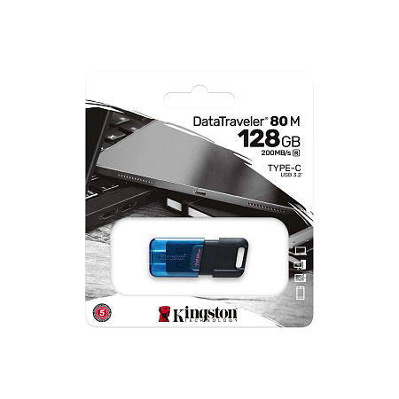 Флеш-накопитель USB-С3.2 Kingston DataTraveler 80M 128ГБ, Black/Blue
