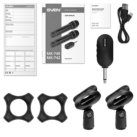Комплект из двух беспроводных микрофонов SVEN MK-742 / Wireless / Black Комплект из двух беспроводных микрофонов SVEN MK-742 / Wireless / Black