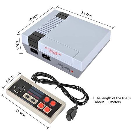 Retro Game Console (HDMI, Build-In 621 Games, 2 controllers) Classic Grey