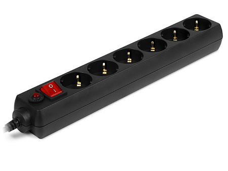Surge Protector   6 Sockets,  1.8m,  Sven Optima, BLACK, Retail color box, flame-retardant