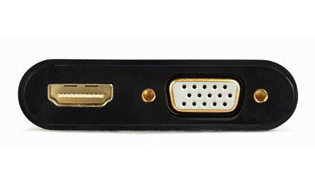 Переходник Cablexpert A-VGA-HDMI-02, VGA D-Sub (M) - HDMI (F) + VGA, 0.15 м, Чёрный