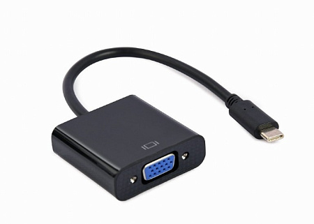 Видеокабель Cablexpert A-CM-VGAF-01, USB 3.1 Type-C (M) - VGA 15-pin (F), 0.15 м, Чёрный