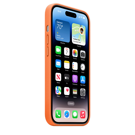 Чехол Apple iPhone 14 Pro Leather Case with MagSafe, Оранжевый