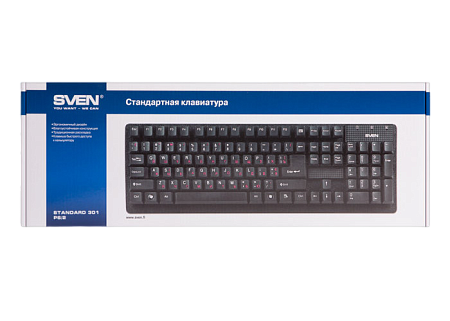 Клавиатура SVEN Standard 301, Проводное, Чёрный