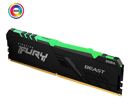 Оперативная память Kingston FURY Beast RGB, DDR4 SDRAM, 3200 МГц, 16Гб, KF432C16BB1A/16