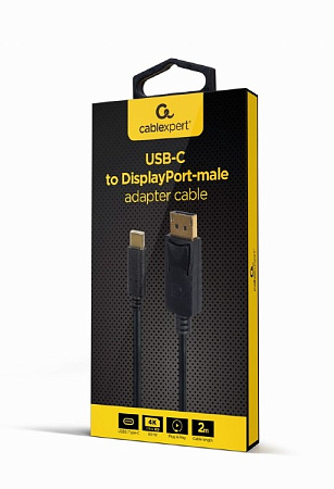 Видеокабель Cablexpert A-CM-DPM-01, USB Type-C (M) - DisplayPort (M), 2 м, Чёрный