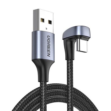 UGREEN Cable USB-A to 180° Type-C 2.0 3A 18W 2M Aluminum Braided US311, Black