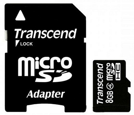 Карта памяти Transcend microSDHC Class 4, 8Гб (TS8GUSDHC4)