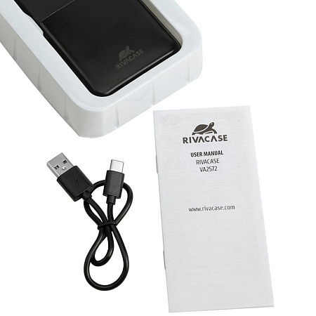 Портативное зарядное устройство RivaCase VA2572, 20000мА·ч, Чёрный