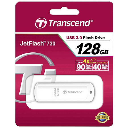 USB Flash накопитель Transcend JetFlash 730, 128Гб, Белый