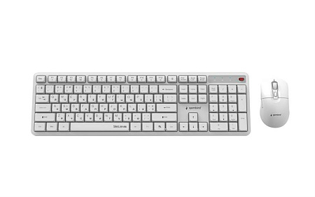 Беспроводная клавиатура и мышь Gembird KBS-WMS-01-W-CYRL, White