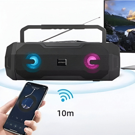 You Qi You Wireless Speaker YY-804 with Radio and Lantern, Black