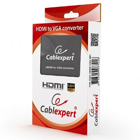 Видео/Audio конвертер Cablexpert DSC-HDMI-VGA-001,  - VGA D-Sub + 3.5 mm Jack, Чёрный