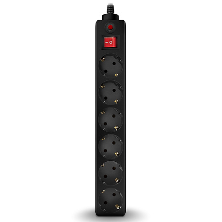 Surge Protector   6 Sockets,  1.8m,  Sven Optima, BLACK, Retail color box, flame-retardant