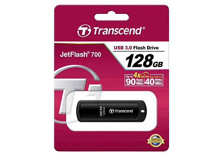 USB Flash накопитель Transcend JetFlash 700, 128Гб, Чёрный