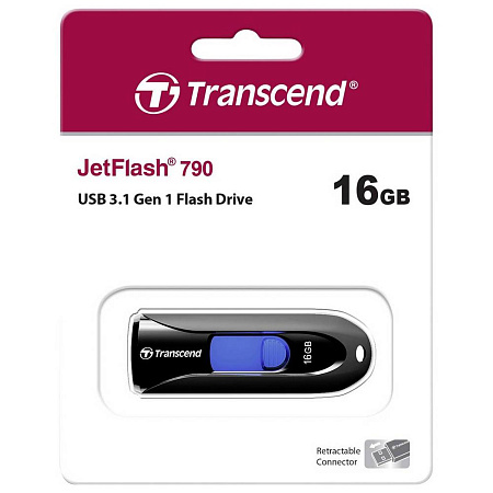 USB Flash накопитель Transcend JetFlash 790, 16Гб, Чёрный