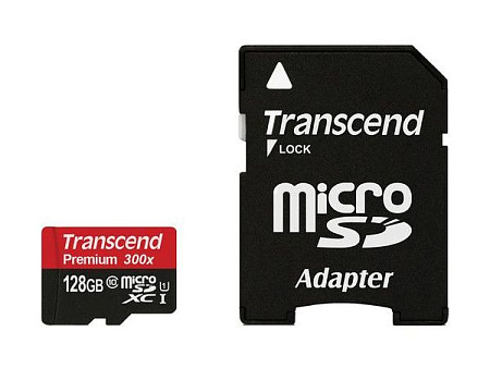Карта памяти Transcend MicroSDXC Class 10, 128Гб (TS128GUSDU1)