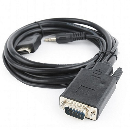 Видео кабель Cablexpert A-HDMI-VGA-03-6, HDMI (M) - VGA D-Sub + 3.5 mm Jack, 1,8м, Чёрный
