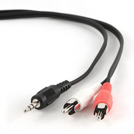 Аудиокабель Cablexpert CCA-458, 3.5mm 3-pin (M) - 2x RCA (M), 1,5м, Чёрный