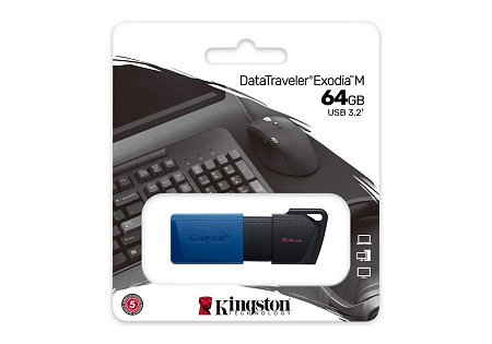 USB Flash накопитель Kingston DataTraveler Exodia M, 64Гб, Черный/Синий