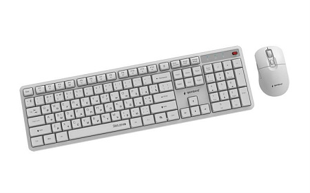 Беспроводная клавиатура и мышь Gembird KBS-WMS-01-W-CYRL, White