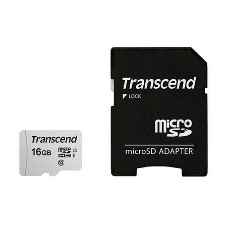 Карта памяти Transcend microSDHC 300S, 16Гб (TS16GUSD300S-A)
