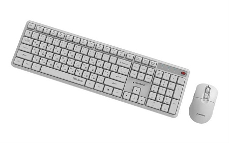 Беспроводная клавиатура и мышь Gembird KBS-WMS-01-W-CYRL, White