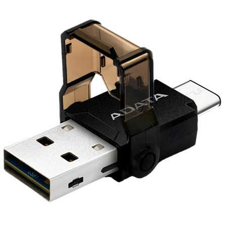 Кардридер ADATA ACMR3PL-OTG-RBK, USB Type-C, USB Type-A, Чёрный